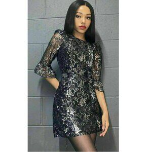 The Vampire's Wife x H&M Mystique Dress Black Silver Lace Ruffle